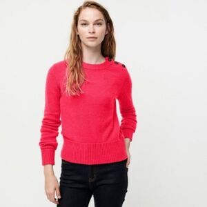 J. Crew Button Detail Sweater Yarn Alpaca Wool Blend Pink Size Medium